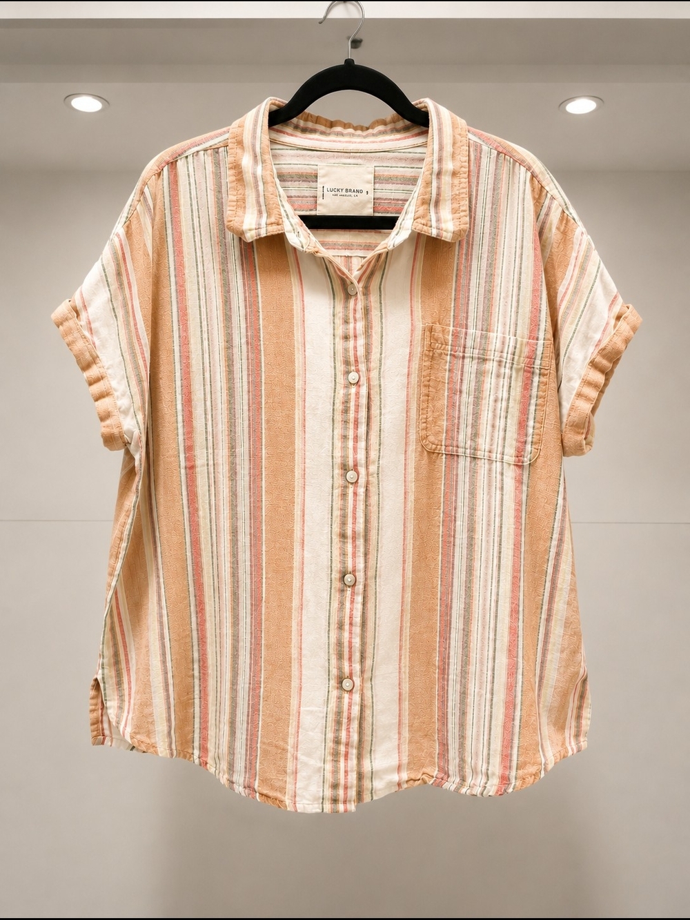 Lucky Brand Striped Short Sleeve Button-Down Shirt